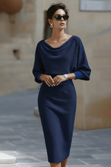 Seren – Elegant Draped Midi Dress