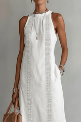 The Seraphina - Halter Lace-Detail Midi Dress