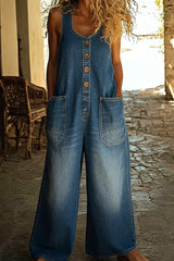 Celestine - Relaxed Denim Wide-Leg Overalls