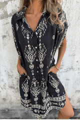 Norella - Bohemian Printed Shirt Dress