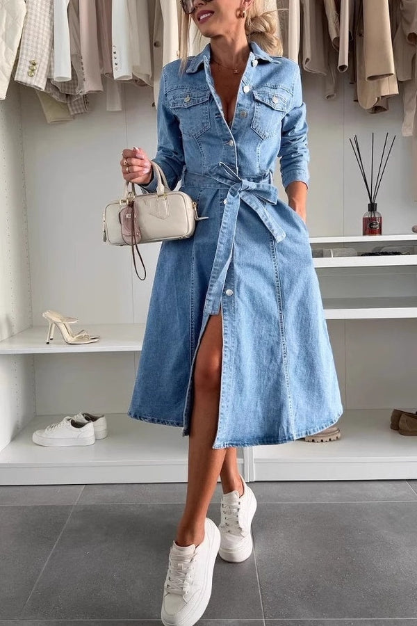 Emily - Maxi Denim Dress Long Sleeves