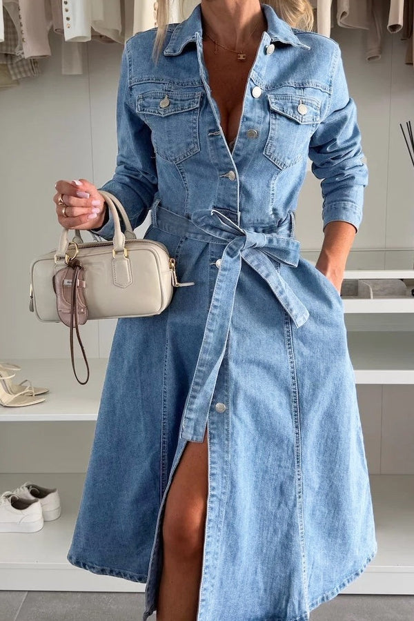 Emily - Maxi Denim Dress Long Sleeves