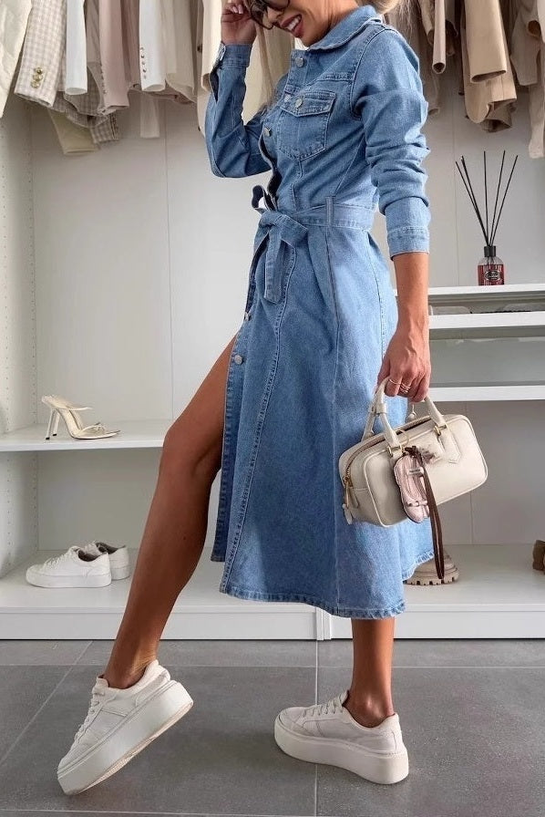 Emily - Maxi Denim Dress Long Sleeves