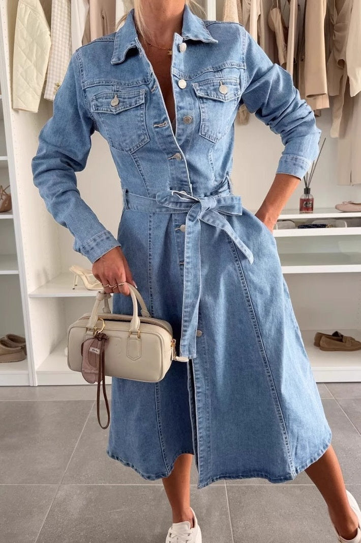 Emily - Maxi Denim Dress Long Sleeves